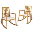 thumbnail image 1 of Gymax Set of 2 Outdoor Acacia Wood Rocking Chair Wooden Patio Rocker w/ Beige Cushion, 1 of 8