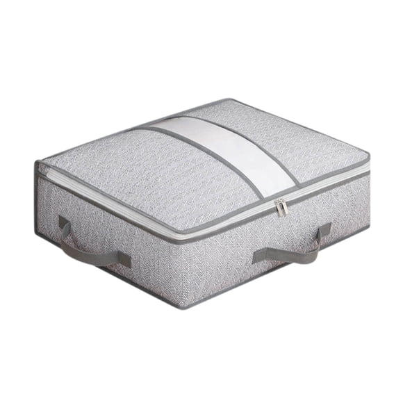 Folding Storage Box With Window, Large Capacity Organizer for Closet, Under Bed, Drawer Style Fabric Bins, Non Woven Storage Container With Lid and Handles, Home Organization Solution