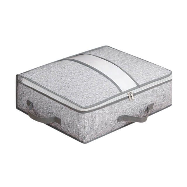 Folding Storage Box With Window, Large Capacity Organizer for Closet, Under Bed, Drawer Style Fabric Bins, Non Woven Storage Container With Lid and Handles, Home Organization Solution