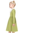 thumbnail image 4 of Robe Fille Verte Col Blanc Uniforme Scolaire Quotidien Coton Décontracté 5 Ans, 4 of 7