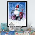 thumbnail image 1 of Designart Christmas Snowman Playing Drumset Traditional Framed Wall Art, 1 of 4
