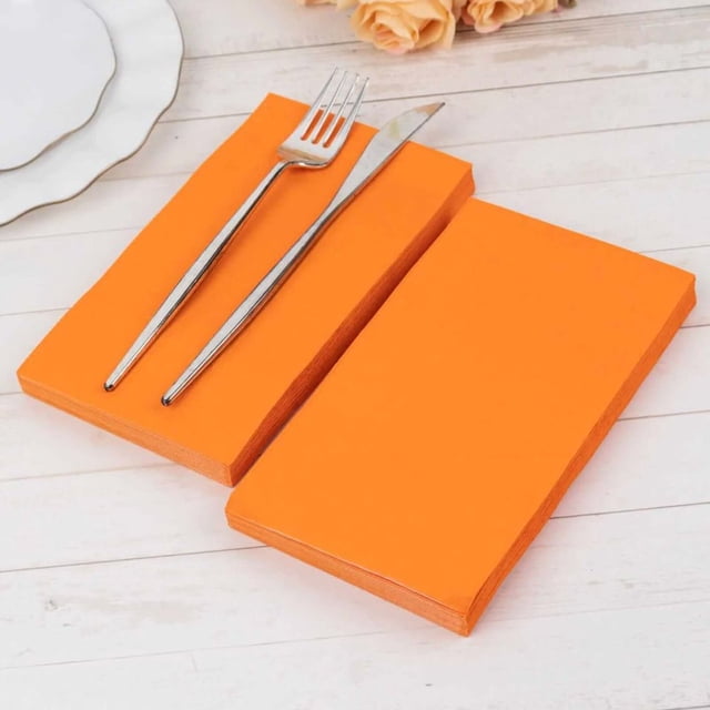 HLONK Lot de 50 / Serviettes en Papier Douces Orange 2 Épaisseurs pour Souper Fête Serviettes pour Réception de Mariage Cocktail Boisson