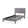 thumbnail image 2 of Mainstays Upholstered Twin Platform Bed Frame with Square Stitch Height Adjustable Headboard, Grey, 2 of 9