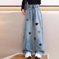 thumbnail image 2 of Girls' Straight Wide Leg Jeans | Comfy Stretch Denim Pants for Ages 5-15, 2 of 7
