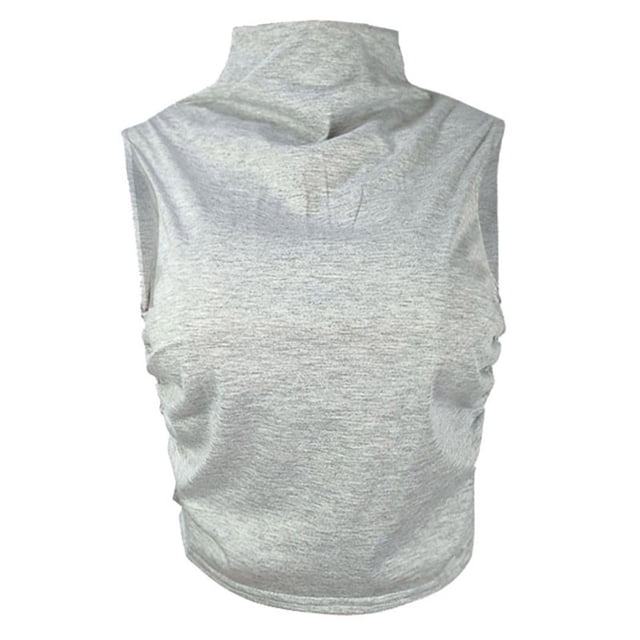 Mode Femmes Sans Manches T-Shirt Uni Blouse Chemises Gilet Court Coupe Ajustée Tops