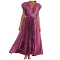 thumbnail image 1 of Robes d'Été pour Femmes 2023 Robes pour Femmes Liquidation Robe Élégante pour Femmes à Col en V Ample Sans Manches à Fermeture Éclair Sans Manches Dos Nu, 1 of 7