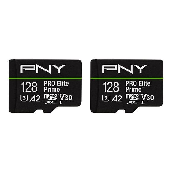PNY 128GB PRO Elite Prime C10 U3 V30 A2 microSDXC Flash Memory Card &ndash; Ultra-Fast Speeds, Read 200MB/s, Write 150MB/s, 4K UHD, Full HD, UHS-I, f