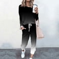 thumbnail image 3 of Mrat Jogging Suits for Women 2 Piece Set 2 Piece Jogging Sets Gradient Color Polyester Long Sleeve Sweatsuits Sets Two Piece Track Suits Drawstring High Waist Pants Set Comfy Outfits T-Black 3XL, 3 of 5