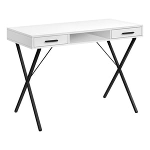Monarch Specialties Bureau d'ordinateur, Bureau à la maison, Ordinateur portable, Gauche, Installation droite, Tiroirs de rangement, 42"l, Travail, Métal, Stratifié, Blanc, Noir, Contemporain, Moderne