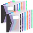 thumbnail image 1 of 12 Pack Plastic Envelope Document Folders with Label Pocket for Home Work Office Organization, A4 Letter Size, Binder Pocket Folders, Assorted Colors, Clear Poly Envelopes with Snap Button Closure, 1 of 6