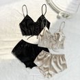thumbnail image 2 of Birdeem 2Pcwomens Solid Suspender Lace Splicing Shorts Pajamas Set, 2 of 4