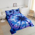 thumbnail image 4 of Blue Tie Dye Bedding Set,Abstract Art Queen Comforter Set,Spiral Psychedelic Down Comforter,Boho Hippie Bed Set, 4 of 7