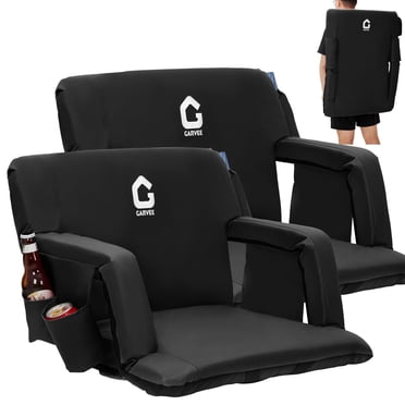 Garvee 20.5" Wide Stadium Seats with Back Support, 6 Adjustable Angle, Pockets, Cup Holders, Black