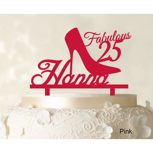 Custom Birthday Cake Topper Personalized Pink Cake Topper Color Option Available 5-7 Inches Wide