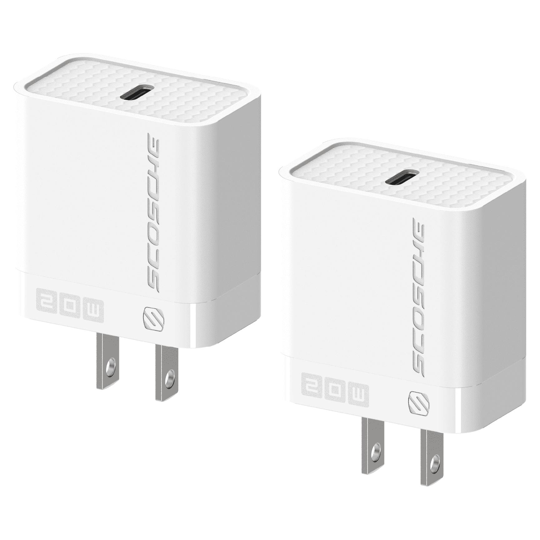 Scosche  Adaptateur de fiche murale SHPDC20WT-2PRP Power Volt 20 W à recharge rapide USB-C, blanc, paquet de 2