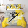 thumbnail image 1 of YST Ensemble de Couette Dégradé Jaune Gris, 7 Pcs, Design Aquarelle Abstrait Moderne, Polyester, Format Grand Lit (7 Unités), 1 of 4