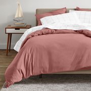 Bare Home Organic Cotton Duvet Cover Set - 400 Thread Count - Sateen Weave - Full/Queen, Dusty Rose, 3-Pieces