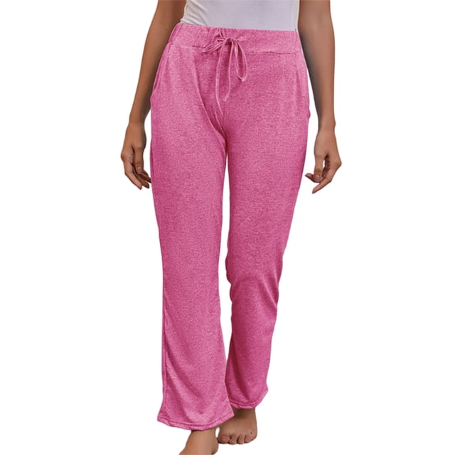 Innerwin Bottoms Solid Color Ladies Yoga Pants Sport Elastic Waist Tummy Control Trousers Pink 3XL