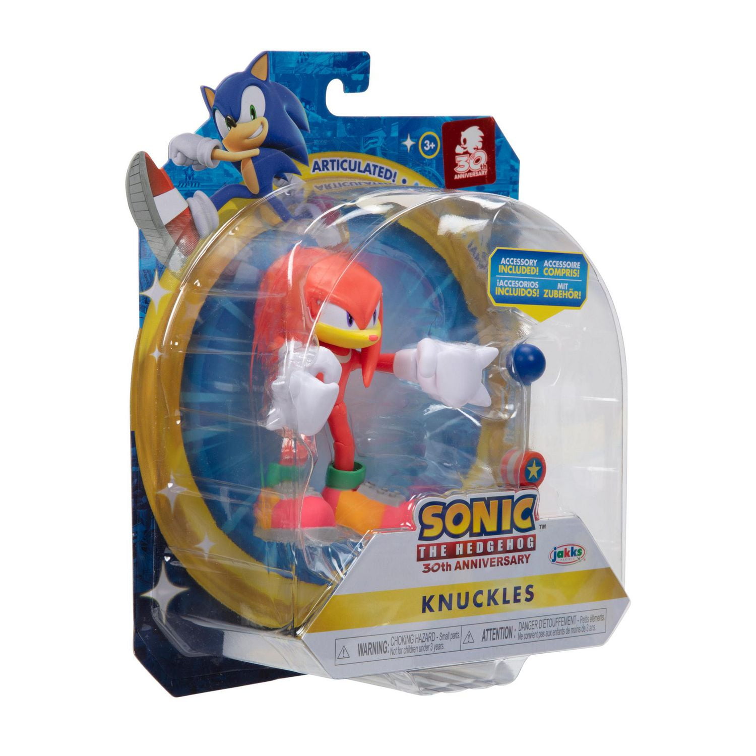 Figurine de 4 pouces Sonic – Knuckles moderne (NEON) avec Point de contrôle bleu comme accessoire