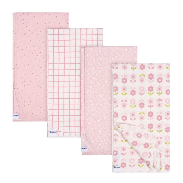 Gerber Couvertures de Réception en Flanelle pour Bébé, Lot de 4 - Courtepointe