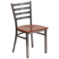 thumbnail image 1 of HERCULES Series Clear Coated Ladder Back Metal Restaurant Chair - Cherry Wood Seat, 1 of 6