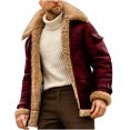 thumbnail image 2 of EGNMCR Jackets for Men Men Casual Solid Turndown Winter Thicken Cool Zipper Patchwork Jacket, 2 of 3
