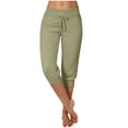 thumbnail image 1 of Liquidation d'Économies d'Été! RQYYD Pantalons Capri pour Femmes Été Décontractés Capris Raccourcis Pantalon de Yoga Jogger à Cordon avec Poches Bas Resserré Pantalons de Survêtement Liquidation, 1 of 6