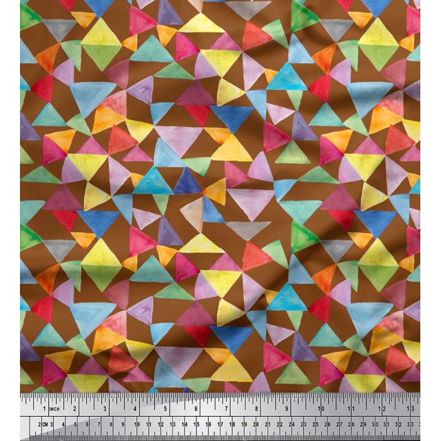 Soimoi Cotton Cambric Fabric Triangle Geometric Fabric Prints by Yard 42 Inch Wide