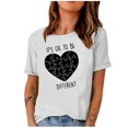 thumbnail image 1 of EQWLJWE Hauts d'Été pour Femmes Hauts pour Femmes Liquidation Mode Femme Imprimé Col Rond Manches Courtes T-Shirt Impression Blouse Ample Hauts, 1 of 5