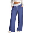 thumbnail image 1 of Pants for Women, Womens Fashionable Striped Printed Drawstring Wide Leg Pants, 1 of 4