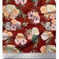 thumbnail image 1 of Soimoi Red Rayon Crepe Fabric Anemone & Begonia Floral Fabric Prints By Yard 46 Inch Wide, 1 of 3