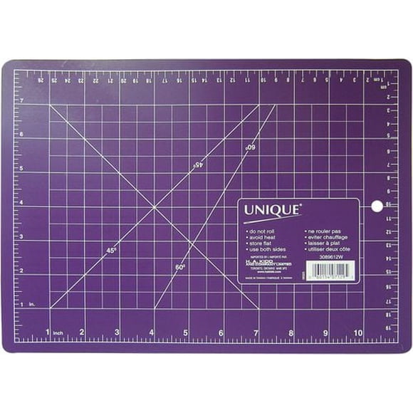 UNIQUE Double-Sided Self-Healing Cutting Mat 23 × 30 cm (11.8 in) Green, Purple