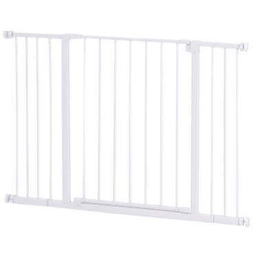 PawHut Barrière de Sécurité pour Chien Ajustée sous Pression, Clôture en Métal de 29,9 Po de Hauteur, Blanche