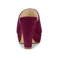 thumbnail image 2 of BLISSFUL STEP Women's Shoes Chunky Platform Open Toe Slides Block Heel Sandals Burgundy 7.5, 2 of 8