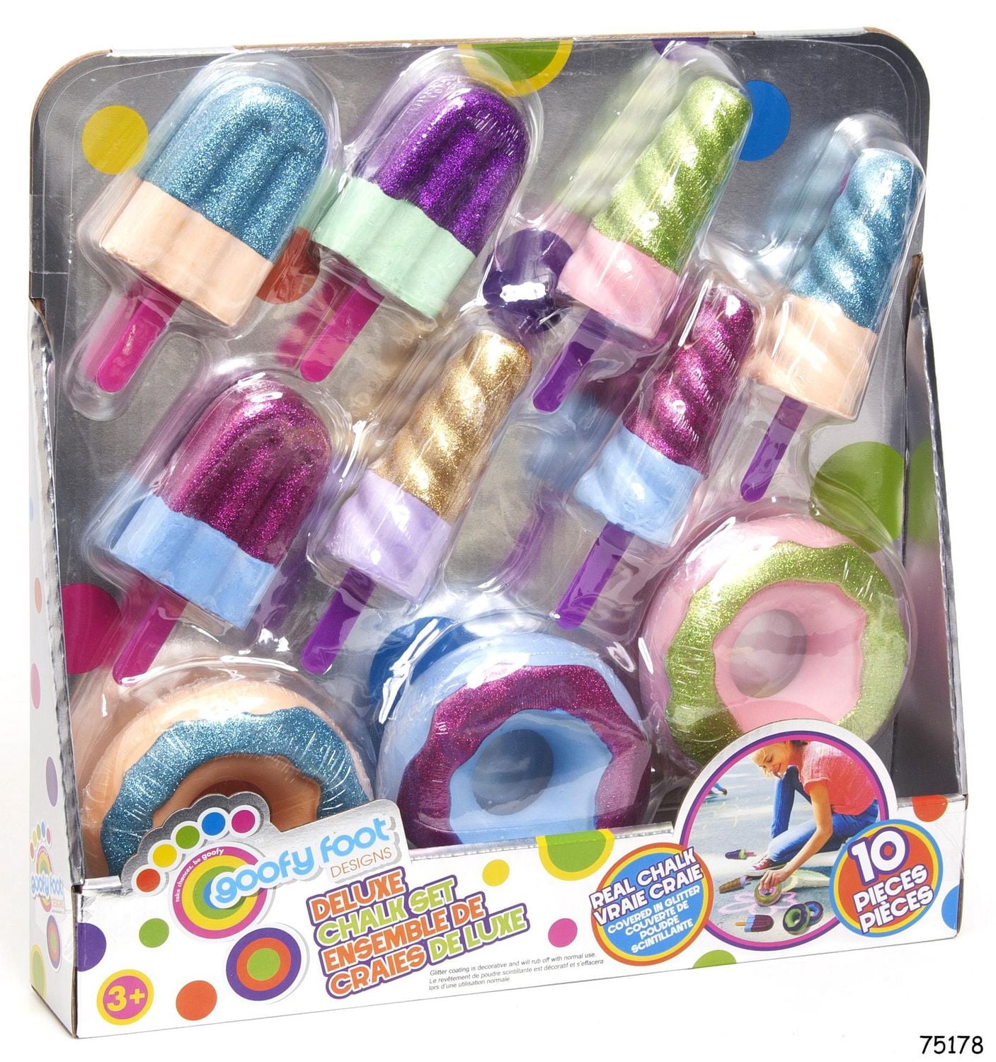 Goofy Foot Designs Deluxe Chalk Set – 10-Piece Glitter Sidewalk