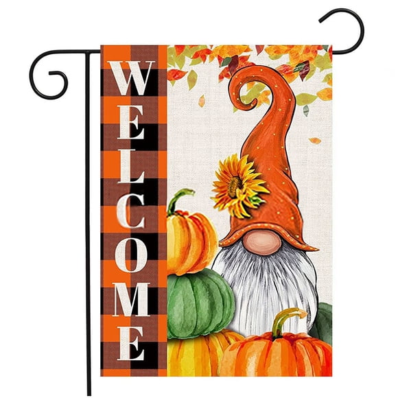 Drapeau de Jardin Jour de l'Action de Grâce Double Face Imprimé Bannière 1 2 3 5 Toile de Jute Décoration Extérieure Panneau de Jardin, Type 1