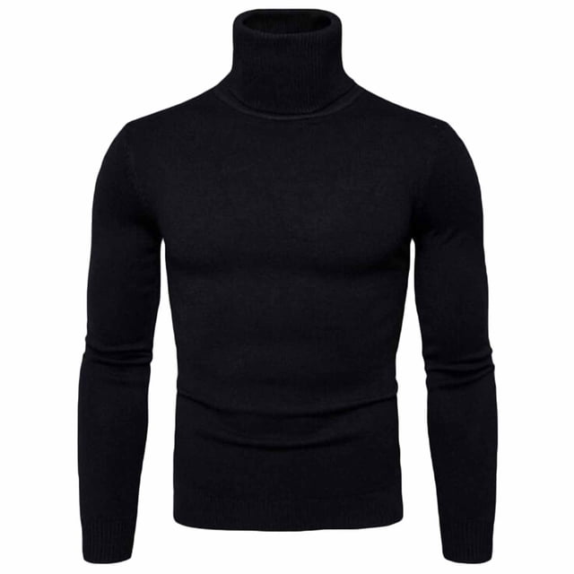 RKSTN Chandail pour Homme Automne Mode Décontractée Uni Chandail Col Roulé Bordure Tricot de Base Garder au Chaud Chandail Blouse Décontractée Ample Chandails