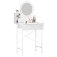 thumbnail image 1 of Visland Coiffeuse avec Miroir Éclairé à DEL, Table de Maquillage avec 1 Tiroir et 2 Étagères Ouvertes, Table de Toilette pour Chambre, 3 Modes de Luminosité Réglables, 1 of 10