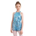thumbnail image 1 of Nyeemya Combinaison de Danse à Paillettes pour Filles, Col Licou, Sans Manches, Rumba Samba, Bleu Clair 12, 1 of 7