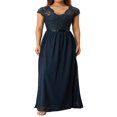 thumbnail image 2 of Robe Maxi de Bal pour Femmes en Dentelle Patchwork Dos Nu à Col en V Élégante Robe de Soirée Cocktail, 2 of 6