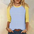 thumbnail image 1 of Mefallenssiah Blouses pour Femmes Décontractées Mode Féminine T-Shirt Imprimé Manches 3/4 Blouse Col Rond Hauts Décontractés, 1 of 5