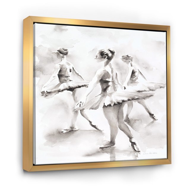 Ballerines Aquarelle Danse I - Toile Encadrée Campagnarde Française