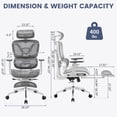thumbnail image 3 of AKDSteel Chaise de Bureau Ergonomique en Maille avec Dossier Haut, Accoudoirs 3d Réglables, Repose-Pieds Rétractable et Roues pour la Maison Ou le Bureau, 3 of 7