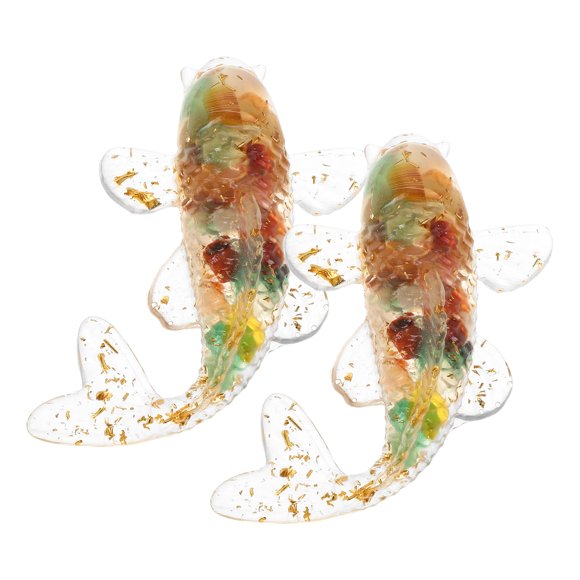 Miangastore 2pcs Crystal Koi Fish Figurines Desktop Decoration Handcrafted Miniature Animals Statue Lucky Goldfish Figurine Ornament