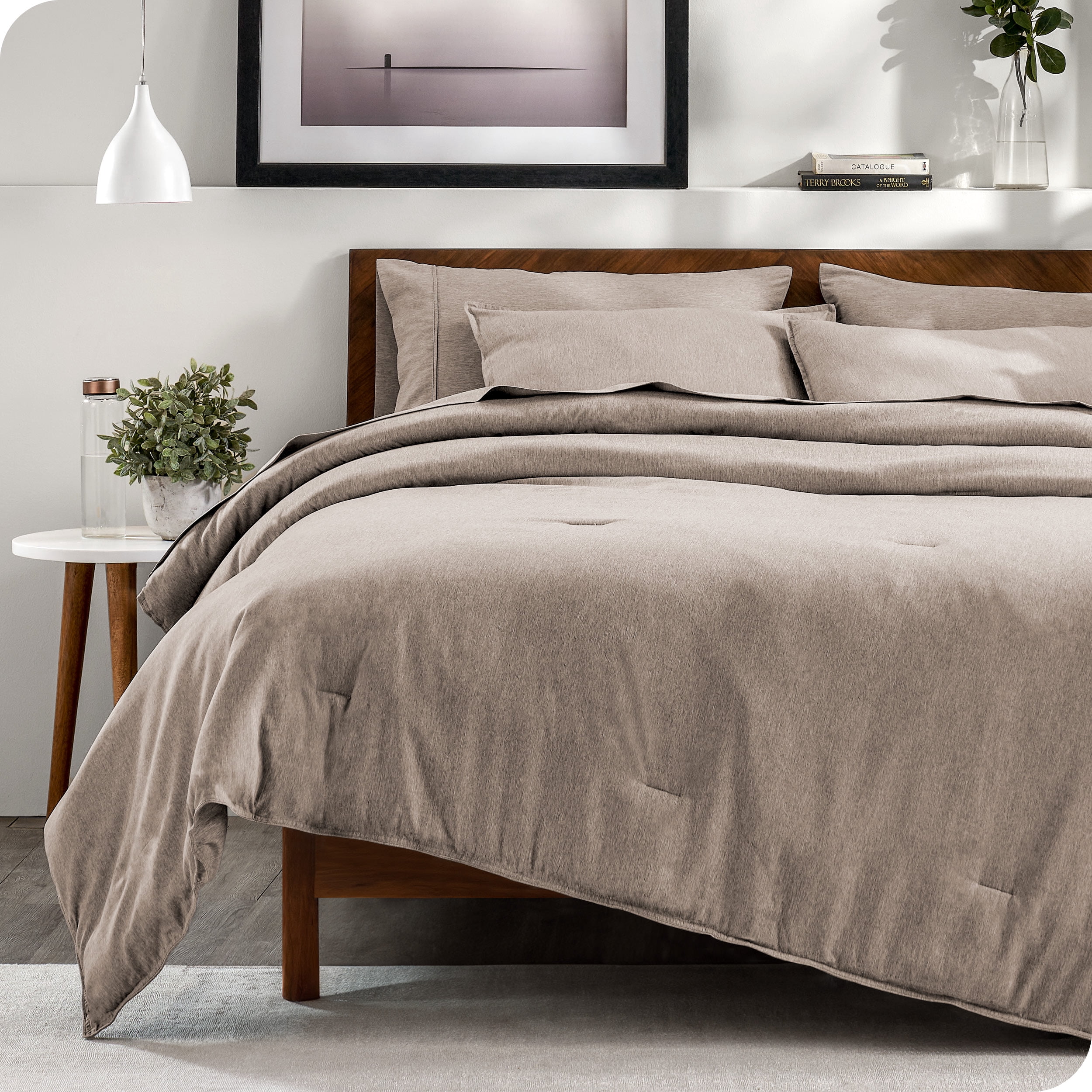 Bare Home Ensemble Literie Chinée 7 Pcs, Très Grand Lit, Taupe Chiné