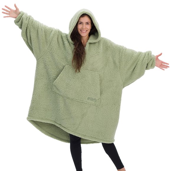 THE COMFY Couverture Portable Ours en Peluche Fermeture à Glissière 1/4 / Sherpa avec Fermeture Éclair Quart de Longueur Design Surdimensionné avec Capuche et Poche de Shark Tank pour Femmes & Hommes Cadeaux Chauds et Confortables