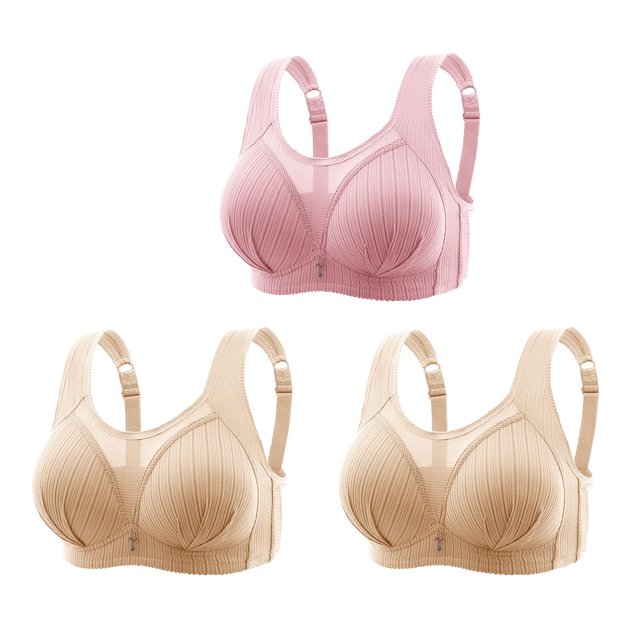 fheaev Summer Savings Clearance Front Closure Bras For Women Full Coverage Bra 3PC Women Bras Plus Size Behind Buckle Comfortable Breathable Exhaust Base Non-Steel Ring Non-Magnetic Buckle Underwear