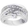 thumbnail image 1 of 3/4 ct Diamond Womens Wide Solitaire Right Hand Ring 14k White Gold Multirow, 1 of 1