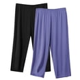 thumbnail image 1 of MeetoTime Lot de 2 Pantalons de Pyjama Capri pour Femmes Pantalons de Détente pour le Sommeil Taille Élastique Capris Grande Taille P-5TG, 1 of 2