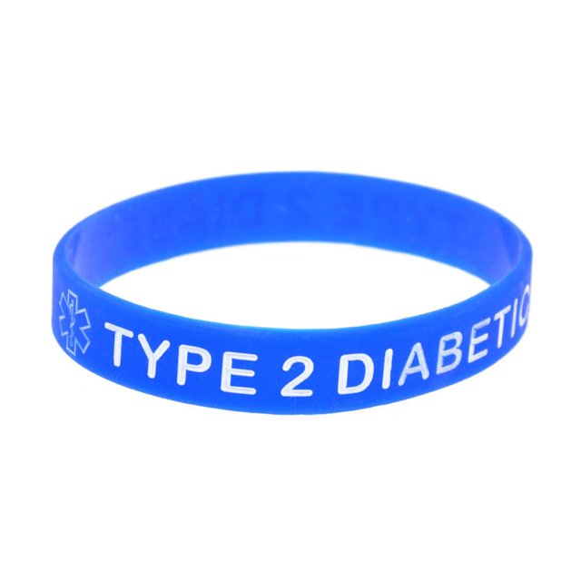 5 Pcs TYPE 2 DIABETIC Silicone Wristband Soft Bracelets For Daily Reminder